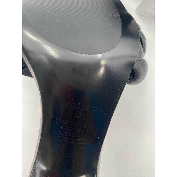 Mango Leather braided Sandals Black High Heels Women Size 37 - Picture 4 of 8